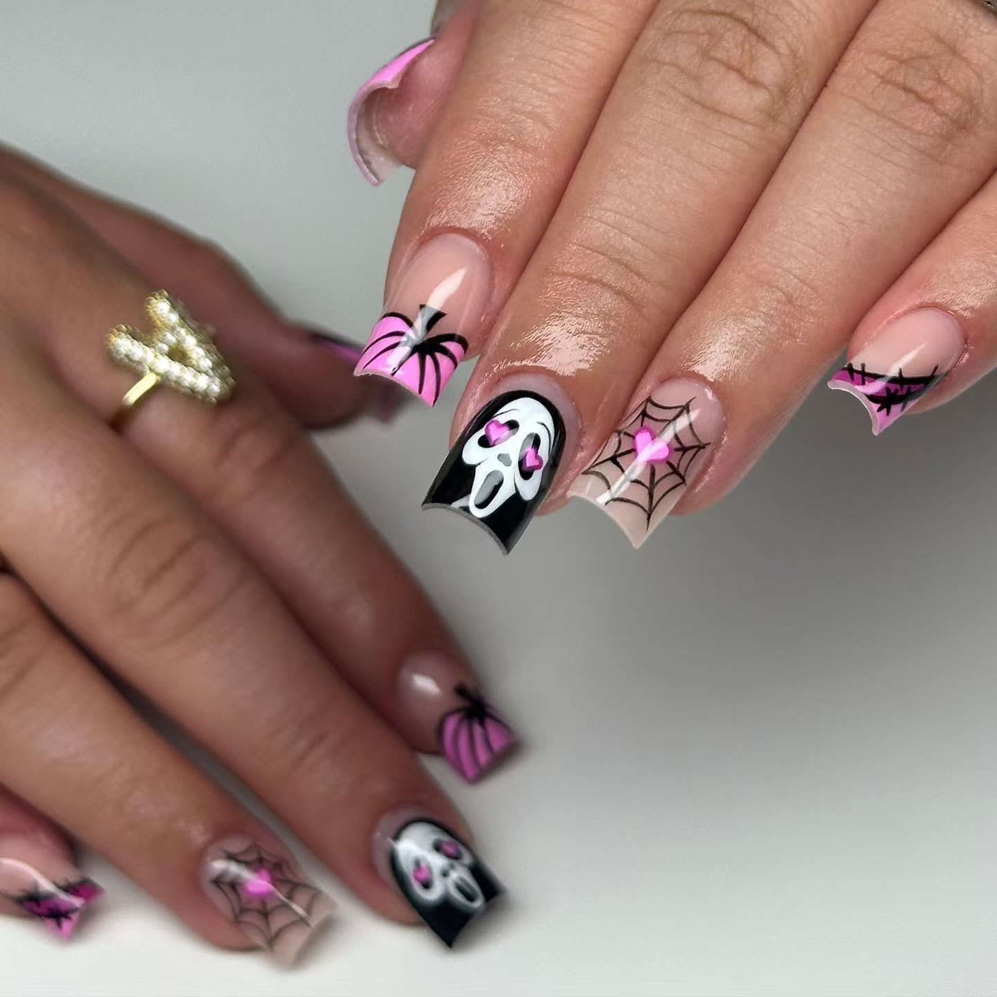 Nail Art Gothic - 24pcs Long Square Press On Nails,