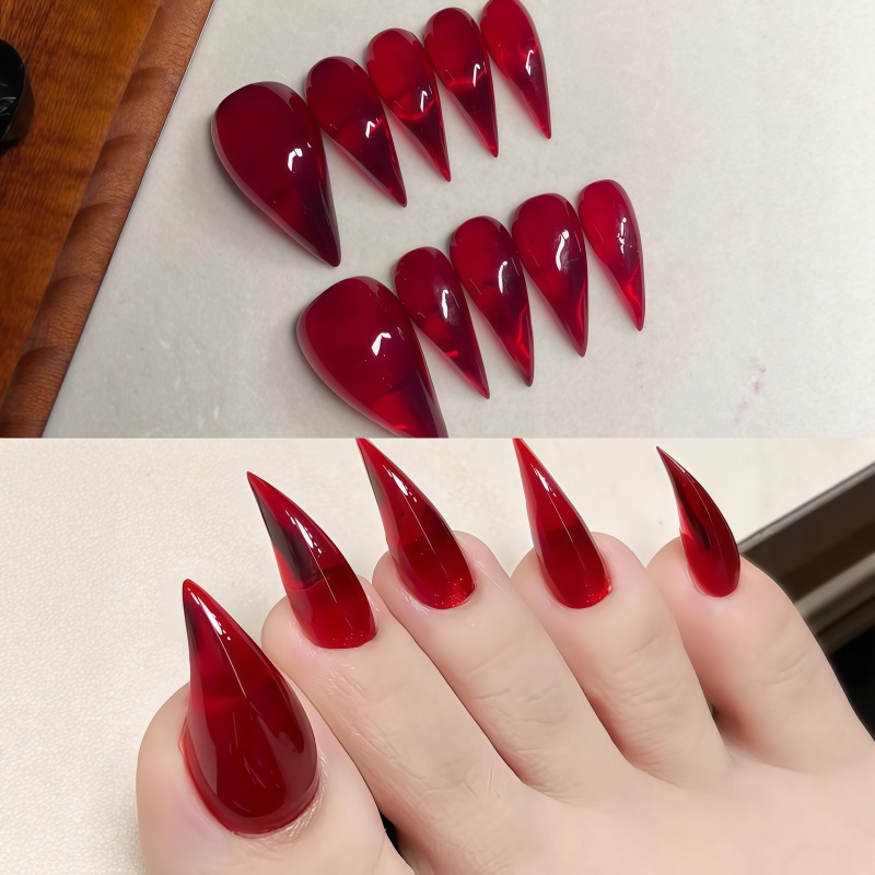 Nail Art Gothic - Long Stiletto Press On Nails, Glossy