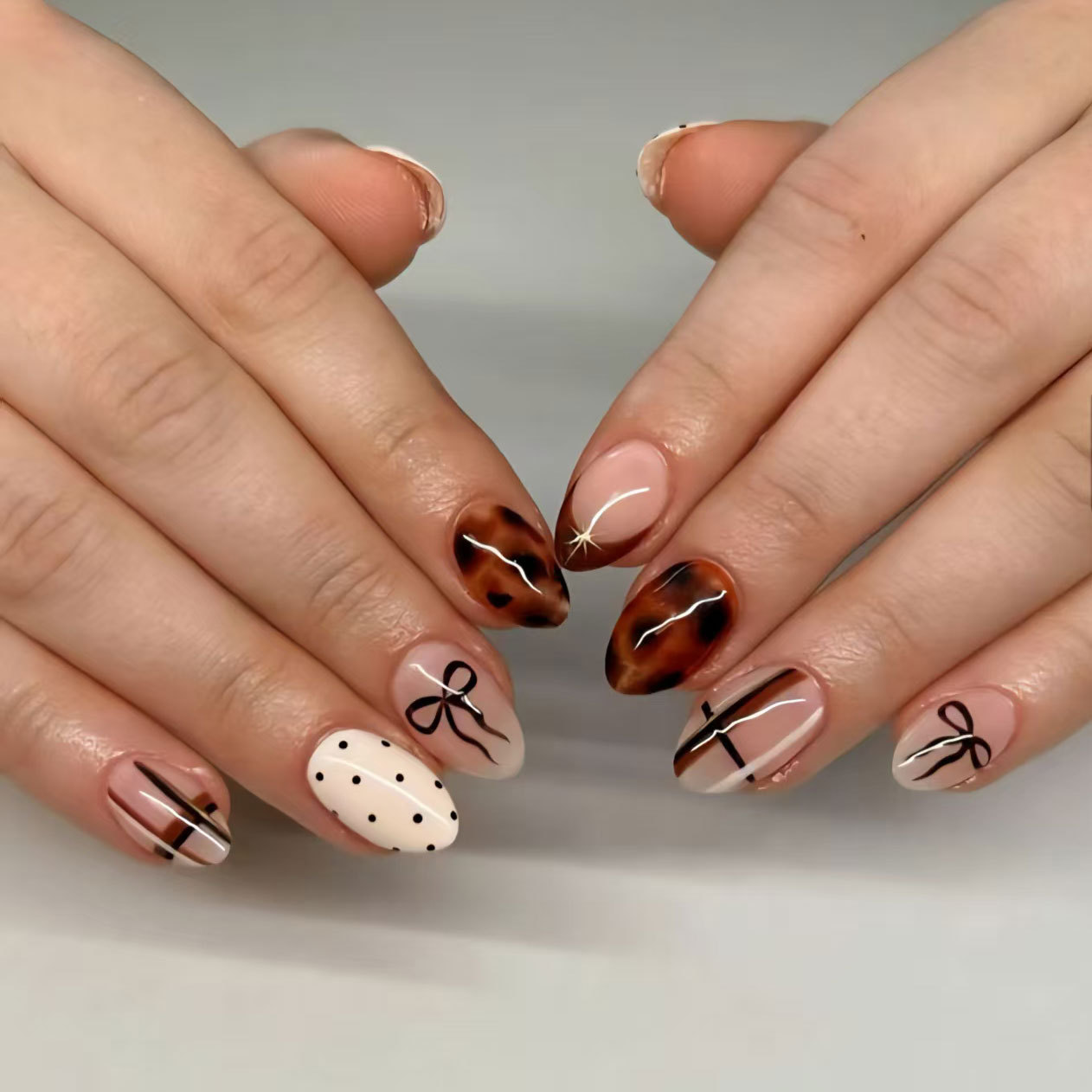24pcs Flower False Nails Brown - Nail Art French Nails review and price