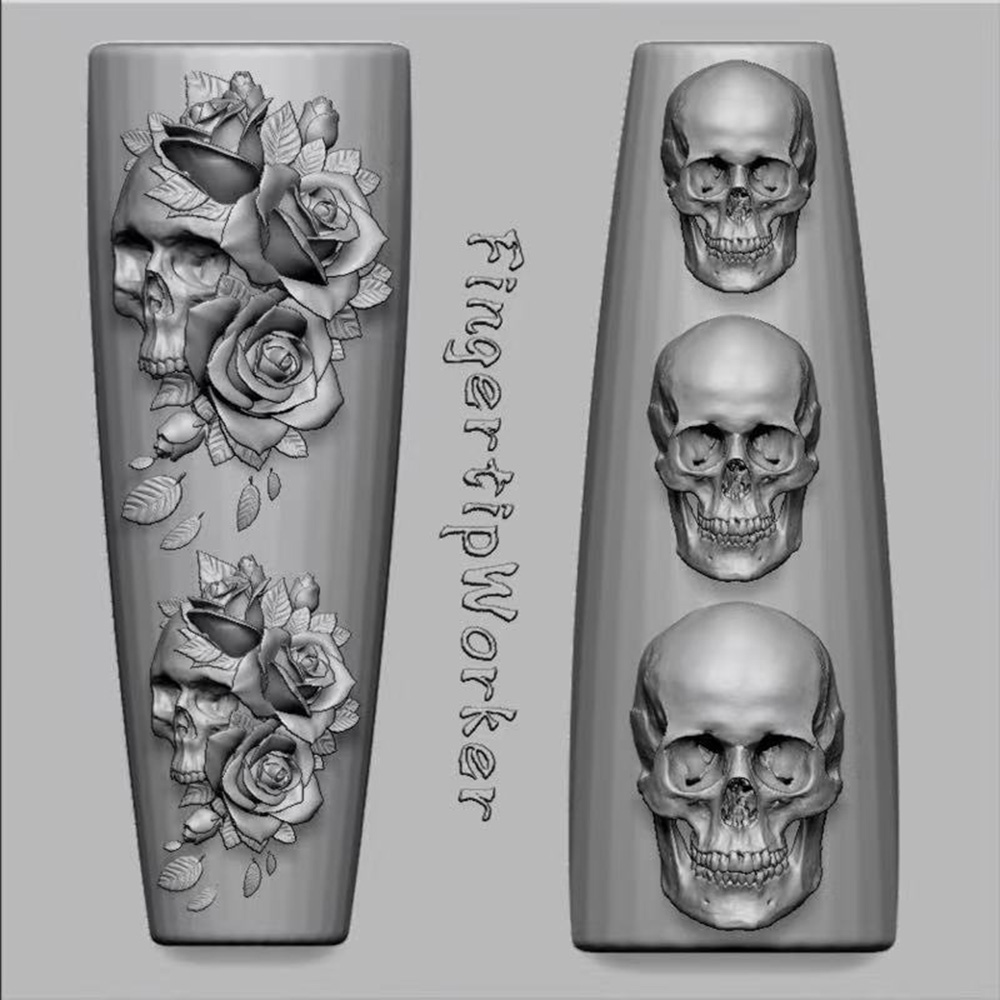 2Pcs Set Dark Rose Skull Silic - Nail Art Gothic review and price