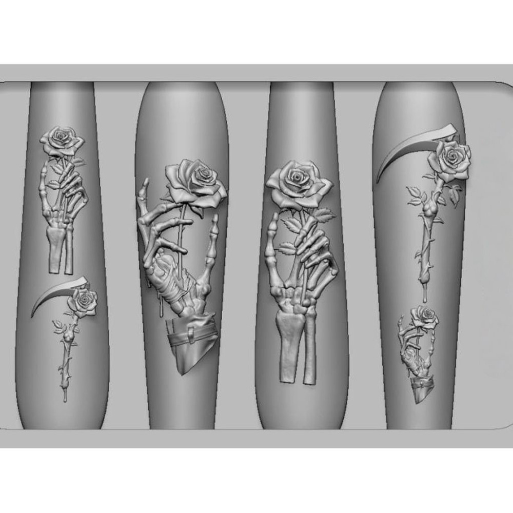 2Pcs Set Dark Rose Skull Silic - Nail Art Gothic review and price