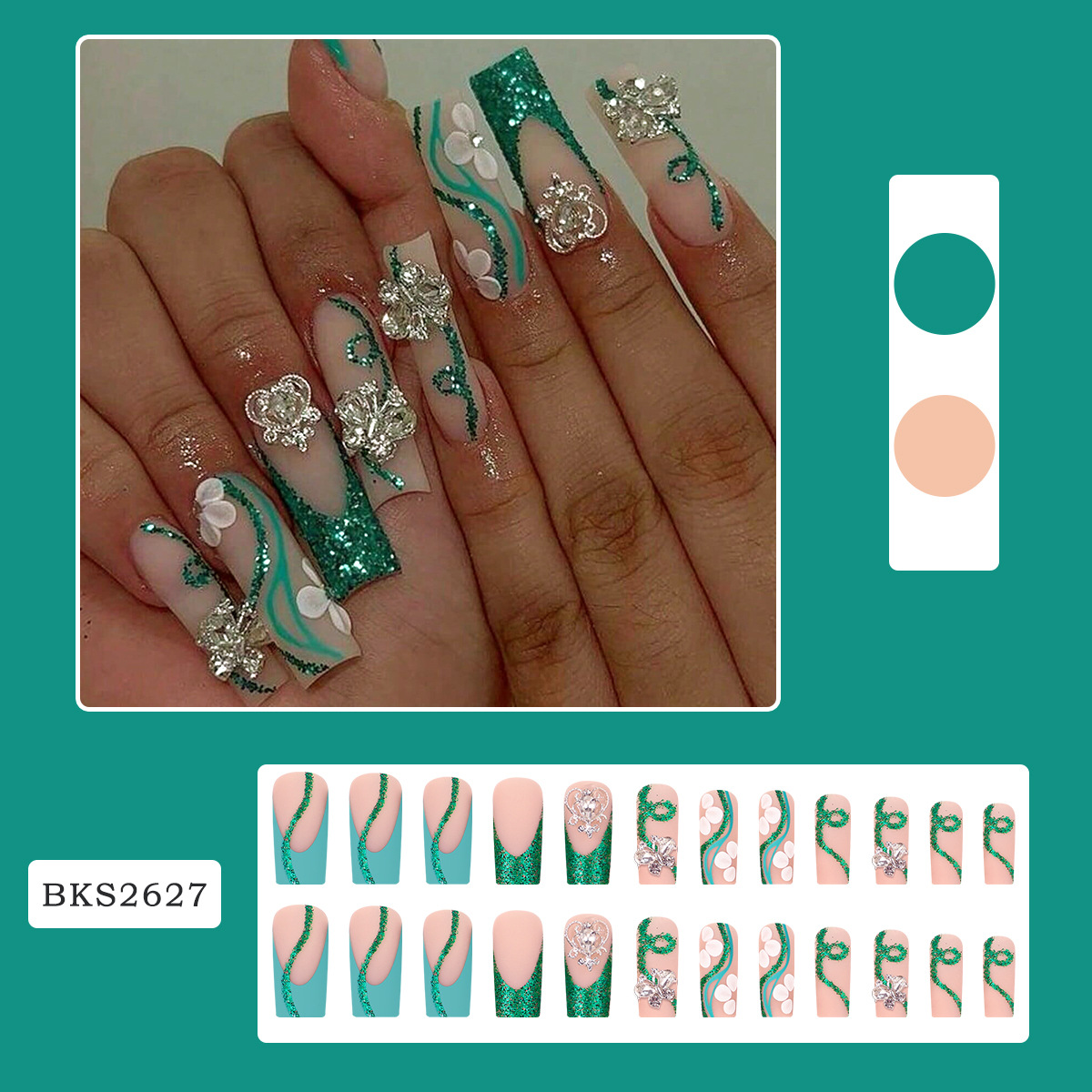 Long Coffin Press on Nails Bal - Nail Art French Nails review and price