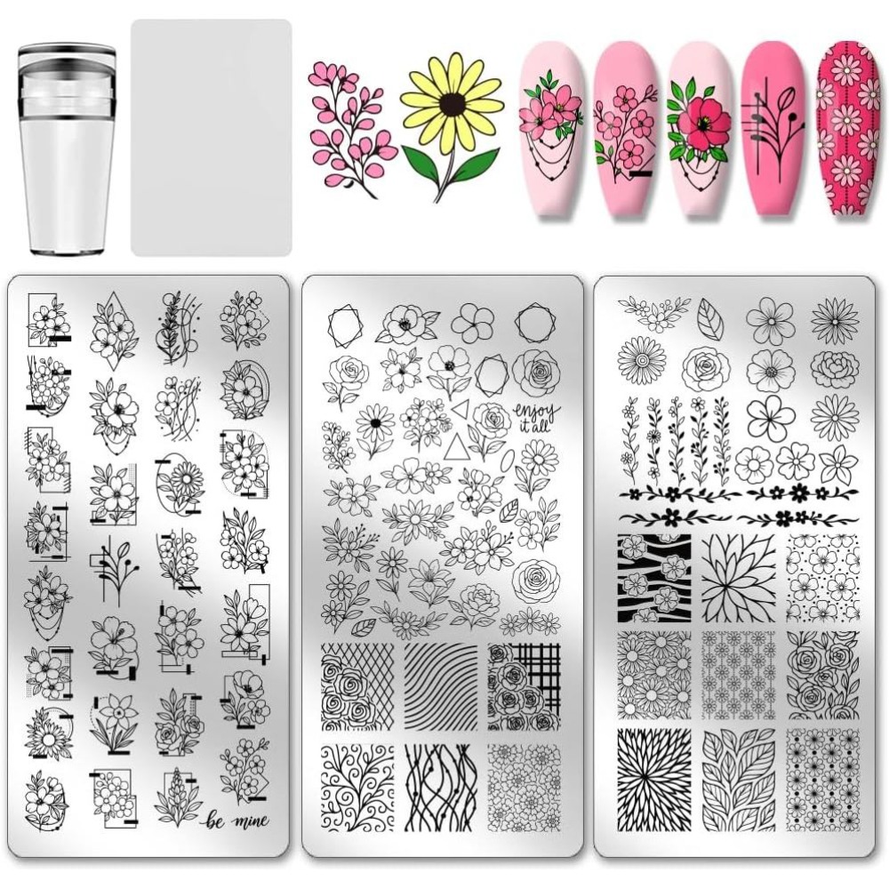 3pcs Flower Nail Stamping Plat - Nail Stamping Plate review and price
