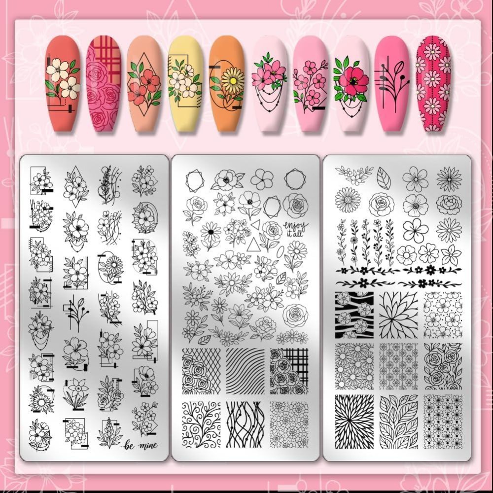 3pcs Flower Nail Stamping Plat - Nail Stamping Plate review and price