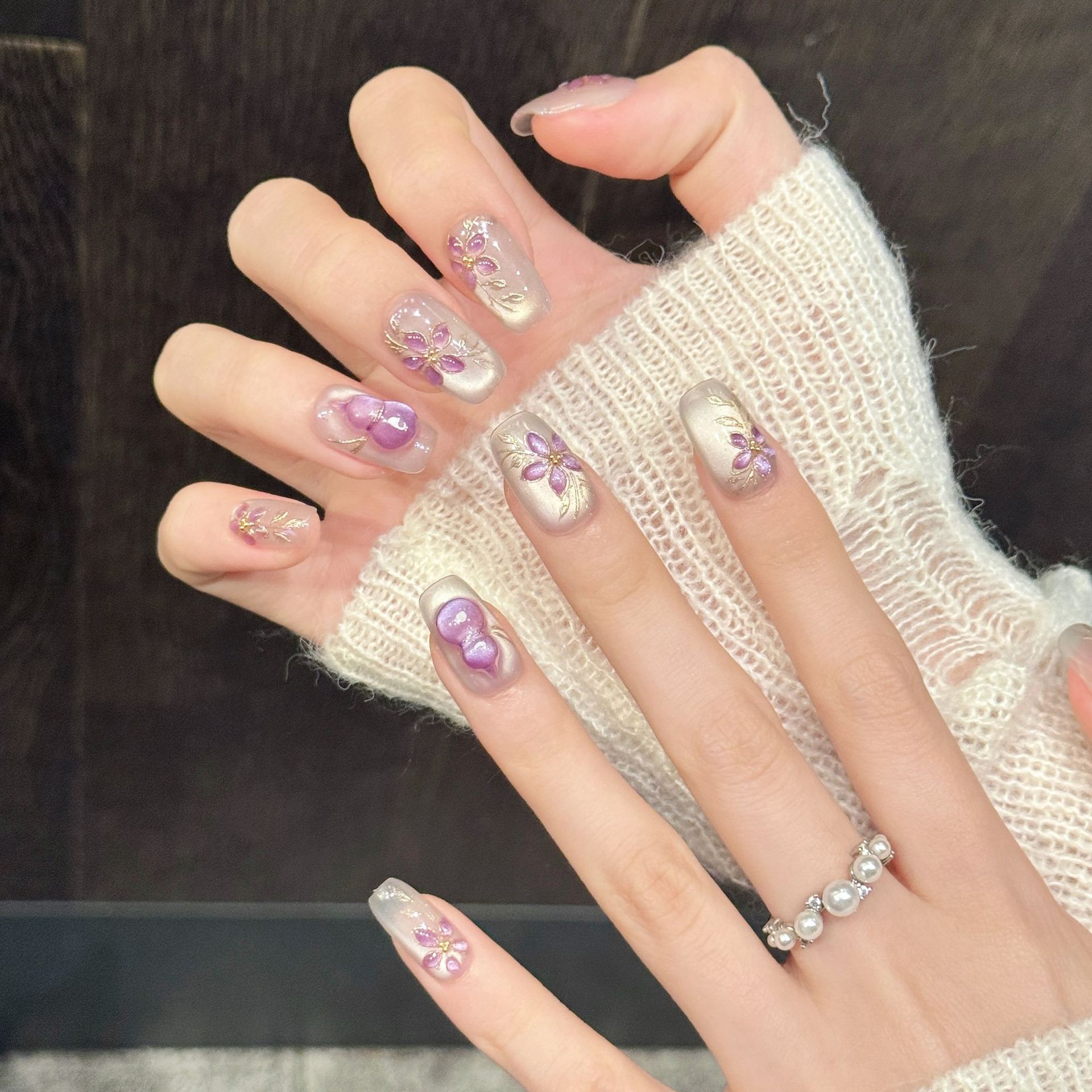 10pcs Handmade Fake Nails Midd - Nail Art Aesthetic review and price