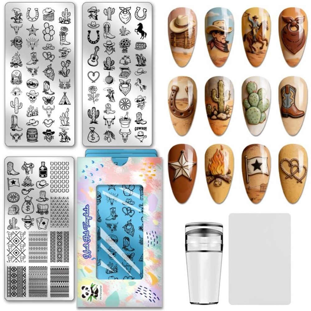 3pcs Western Cowboy Nail Stamp - Nail Stamping Plate review and price