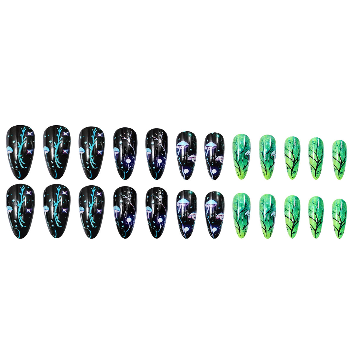 Almond Press on Nails Mushroom - Nail Art Aesthetic review and price
