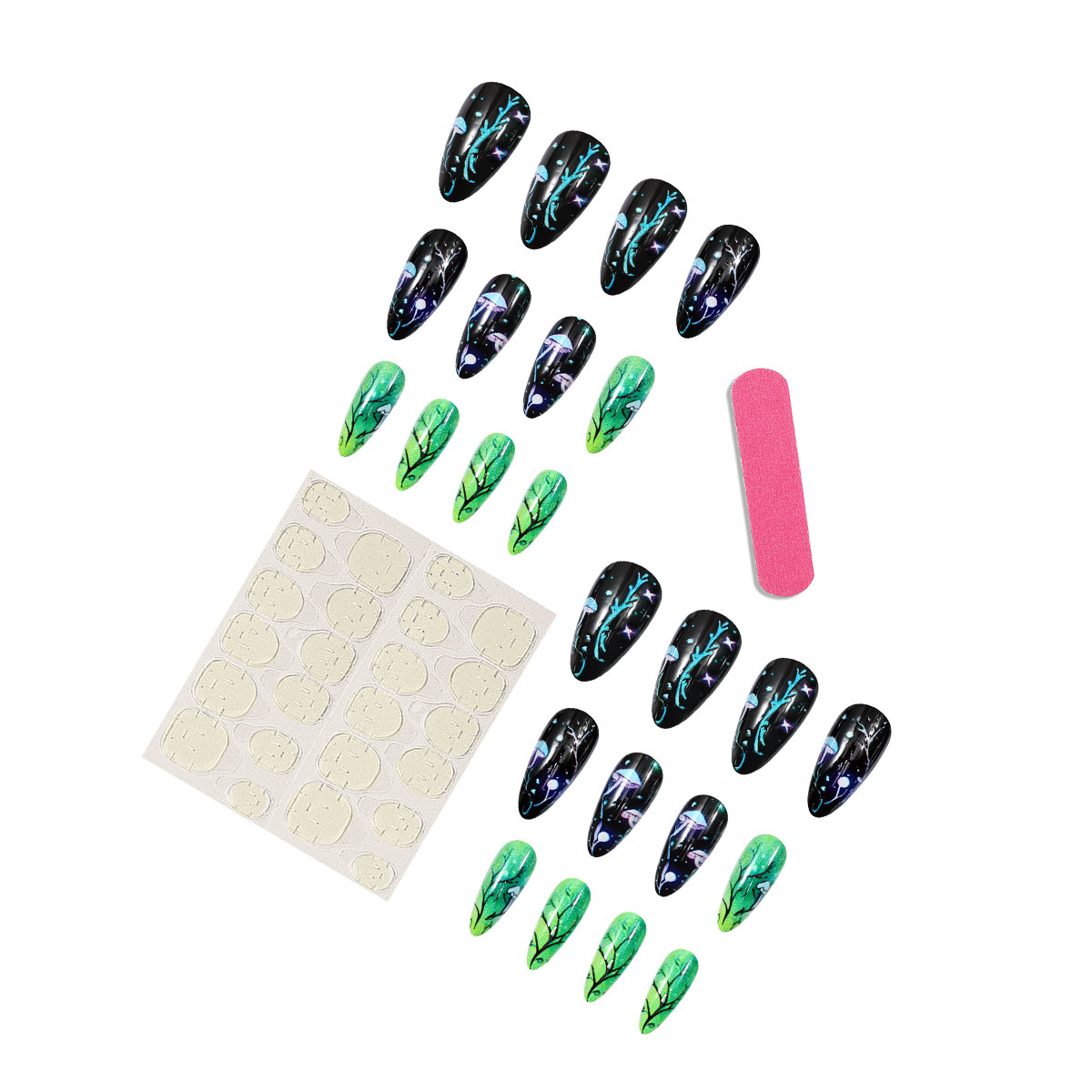 Almond Press on Nails Mushroom - Nail Art Aesthetic review and price