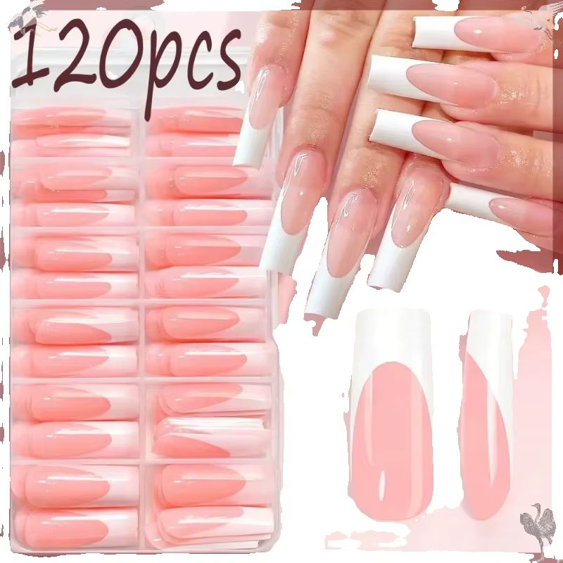 120Pcs Glossy Pink French Pres - Nail Art Aesthetic review and price