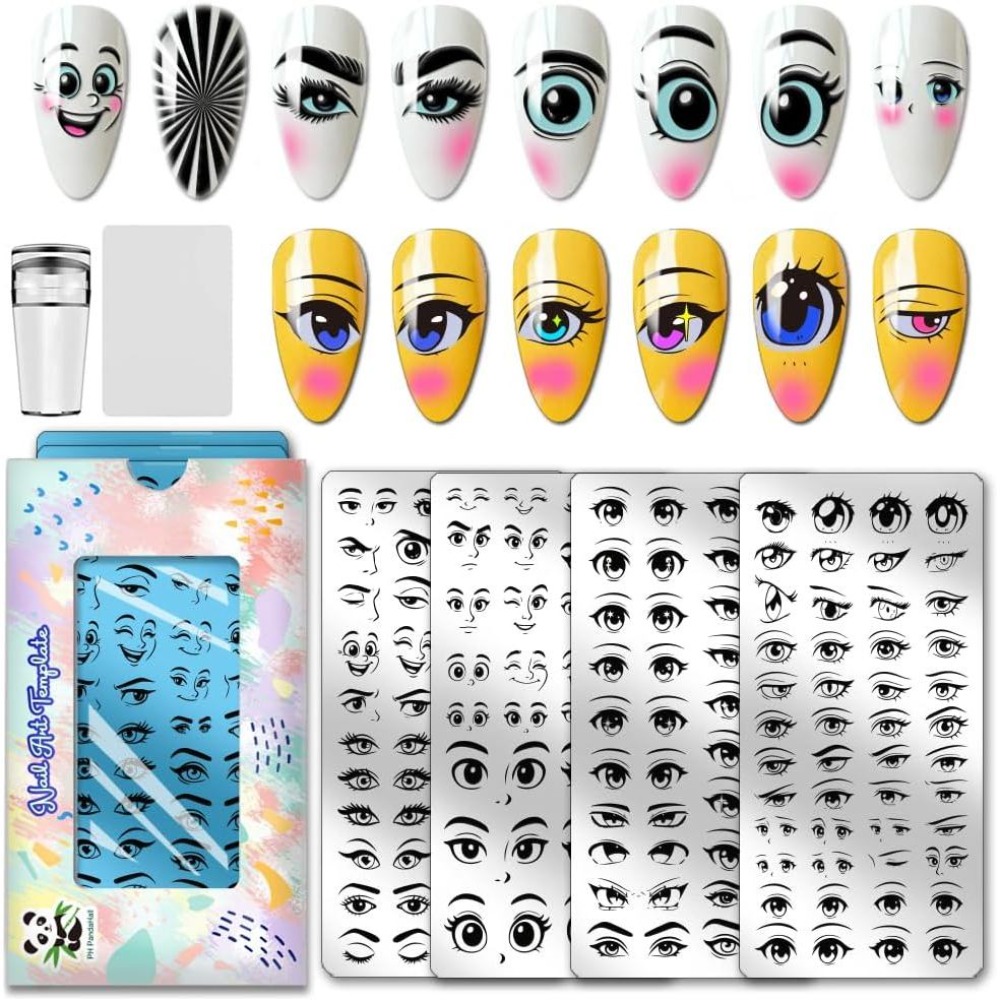 4pcs Comic Eyes Nail Stamping  - Nail Stamping Plate review and price