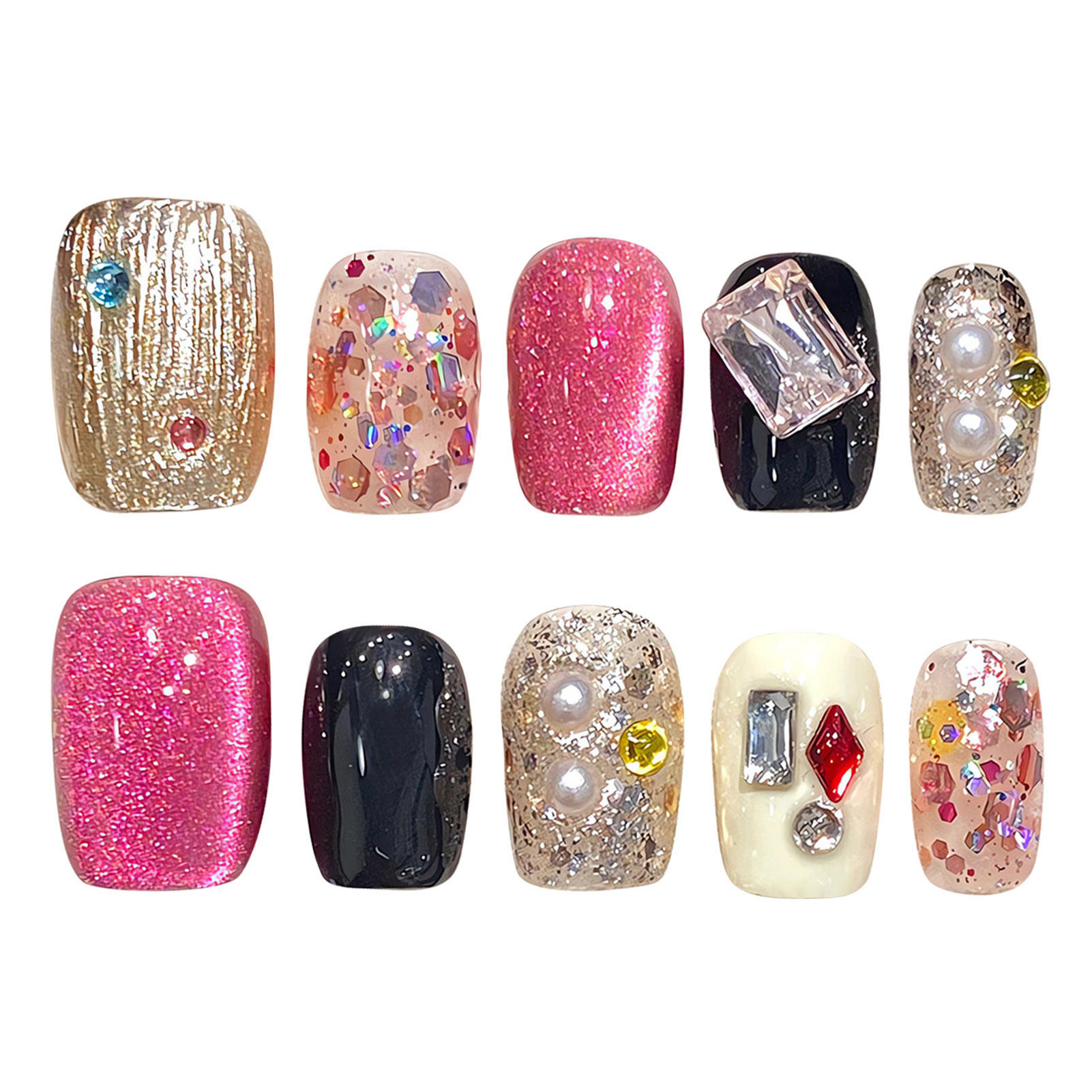 Handmade Press on Nails Glitte - Nail Art Aesthetic review and price