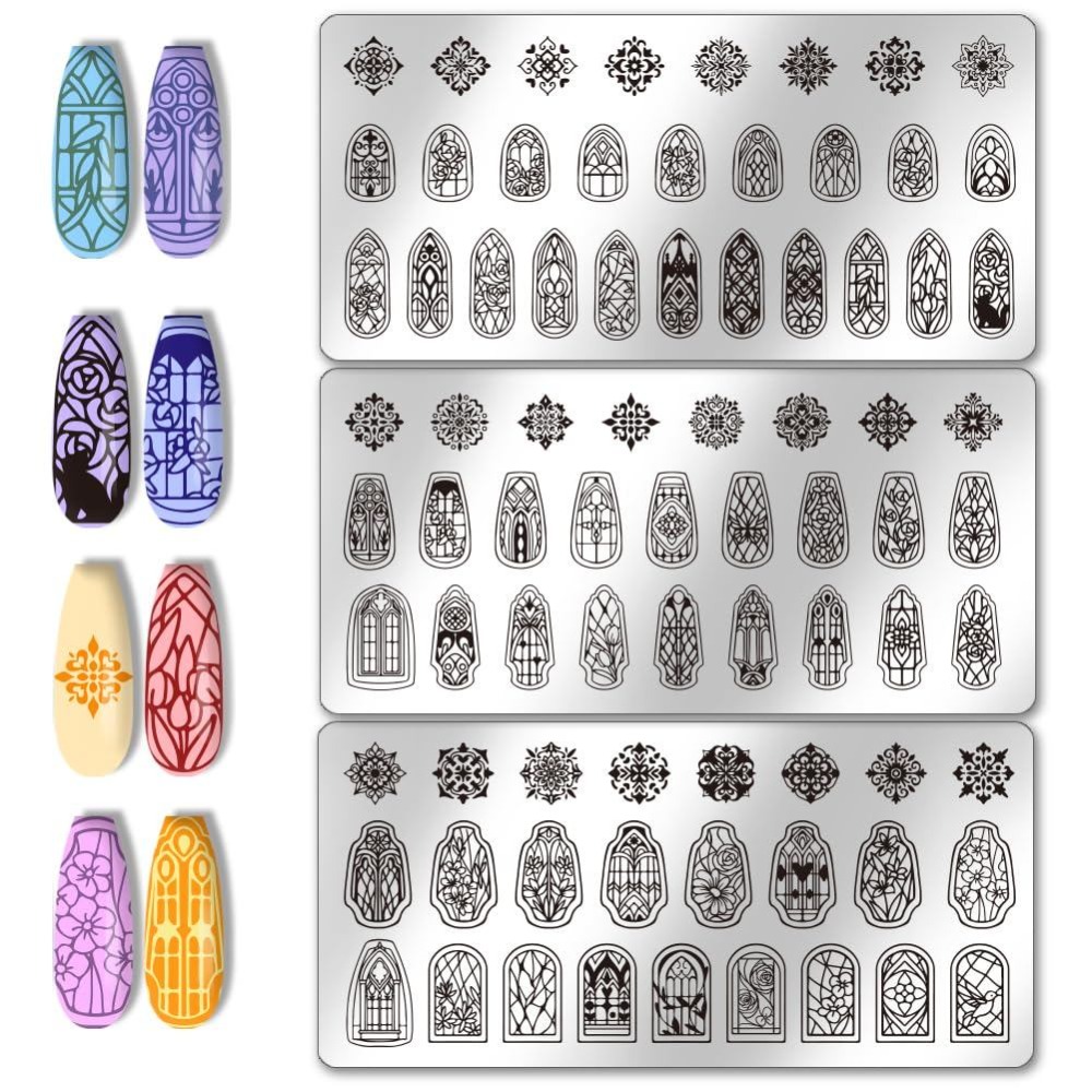 3pcs Glass Window Nail Art Tem - Nail Stamping Plate review and price