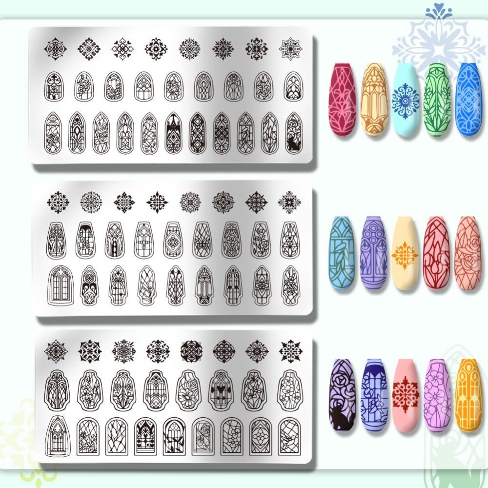 3pcs Glass Window Nail Art Tem - Nail Stamping Plate review and price