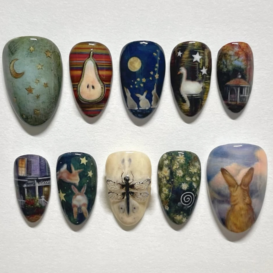 24pcs Dark Gothic Punk Fake Na - Nail Art Gothic review and price
