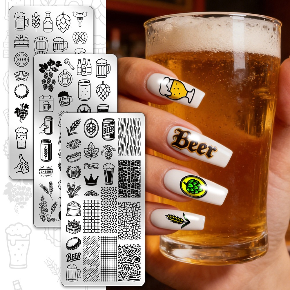 3pcs Beer Nail Stamping Plates - Nail Stamping Plate review and price