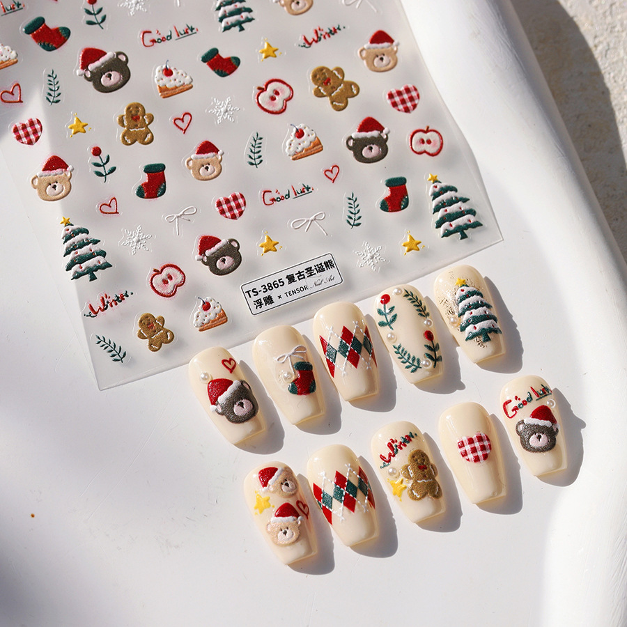 Cute Christmas Bear & Gingerbr - Nail Art Xmas Design review and price