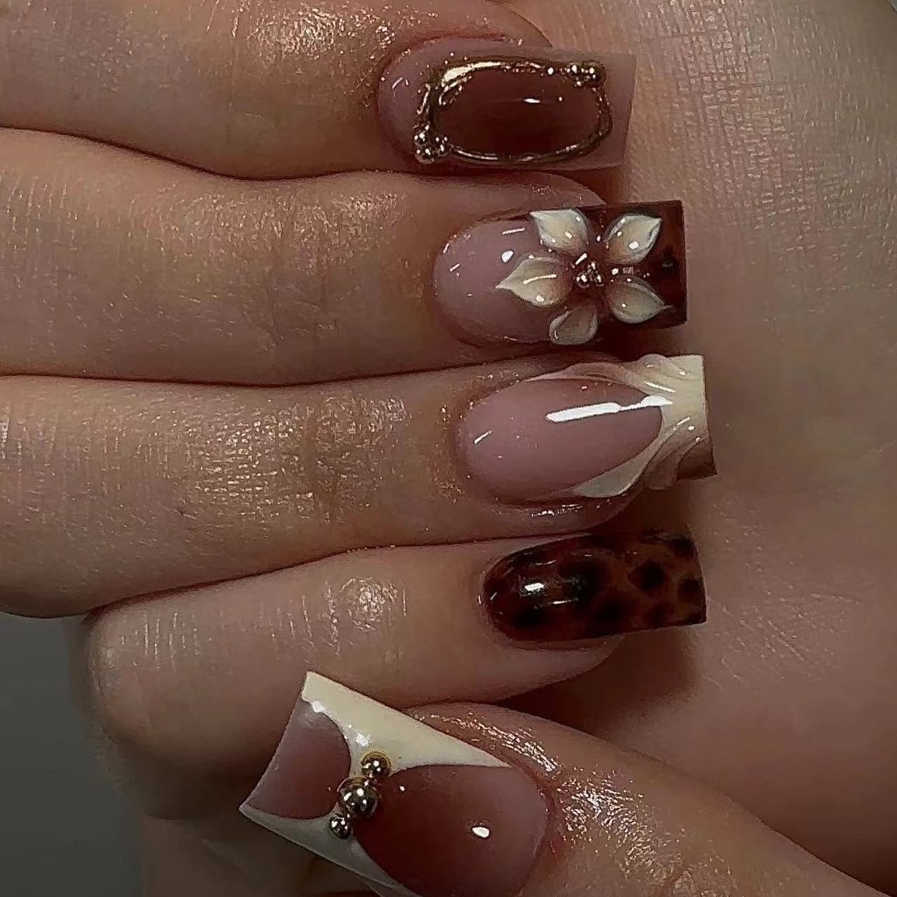 Short square fake nails for wo - Nail Art Leopard review and price