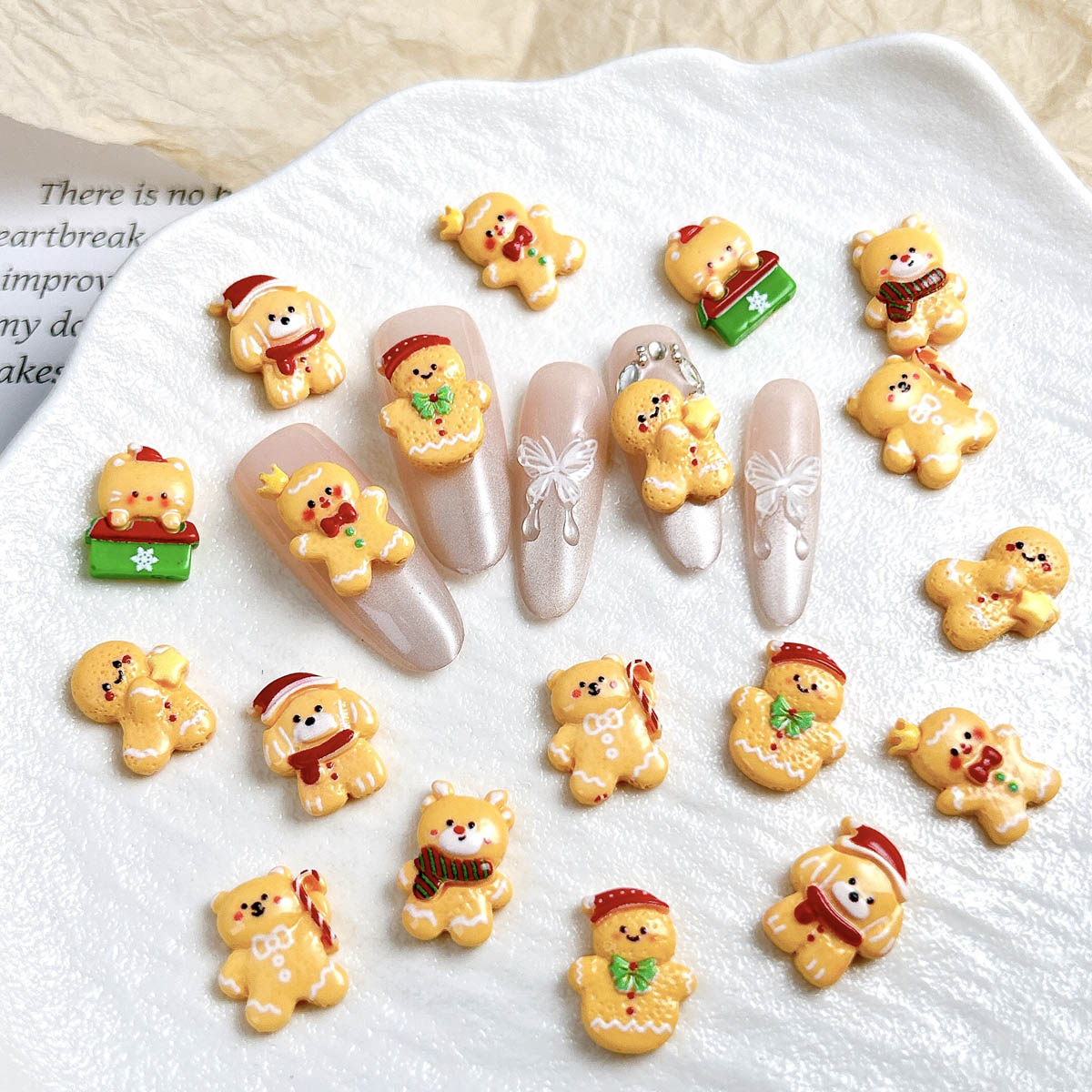 20PCS Kawaii Christmas Gingerb - Nail Art Xmas Design review and price