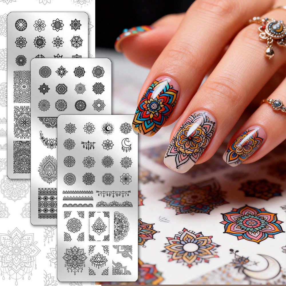 3pcs Boho Flower Nail Stamping - Nail Stamping Plate review and price